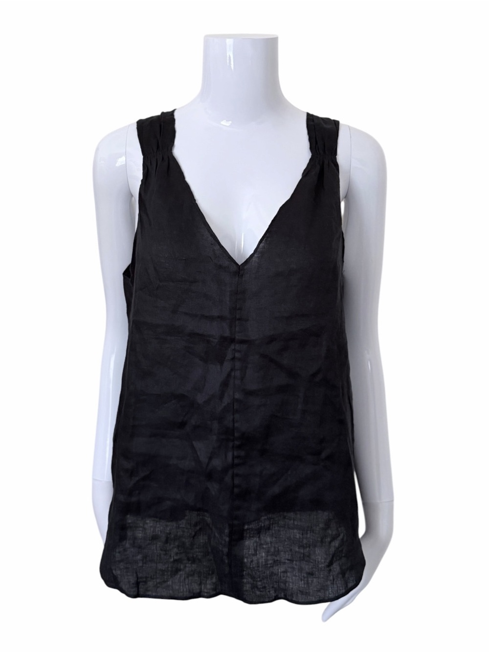 NEW Witchery Black V-Neck 100 Linen Tank Size AU 10